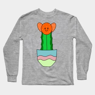 Cute Cactus Design #19: Happy Red Flower Cactus Long Sleeve T-Shirt